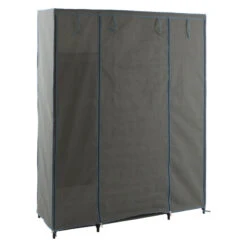 Armoire 1 Penderie + étagères + Boites Gris 5Five -Magasin Mobilier armoire 1 penderie etagere grise 2