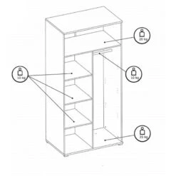 Armoire 2 Portes Blanc Et Gris Soma -Magasin Mobilier armoire 2 portes blanc et gris soma 2