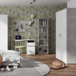 Armoire 2 Portes Blanc Et Gris Soma -Magasin Mobilier armoire 2 portes blanc et gris soma 3