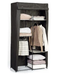 Armoire Modulable 3 Penderies / 5 étagères Noir 5Five -Magasin Mobilier armoire penderie 3 etageres noir 2