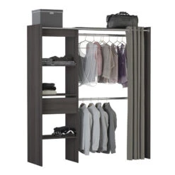 Demeyere Armoire/Placard Extensible SEATTLE Avec Rideau Chêne Vulcano -Magasin Mobilier armoire placard extensible seattle avec rideau chene vulcano 4