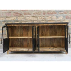 Buffet 4 Portes En Bois Massif Et Métal -Magasin Mobilier buffet 4 portes en bois massif et metal 3
