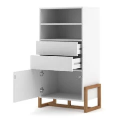 Buffet Haut 2 Tiroirs 1 Porte Oslo Blanc -Magasin Mobilier buffet haut 2 tiroirs 1 porte oslo blanc 2