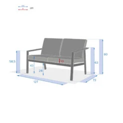 Canapé 2 Places Pavane Graphite Hespéride -Magasin Mobilier canape 2 places pavane graphite hesperide 3