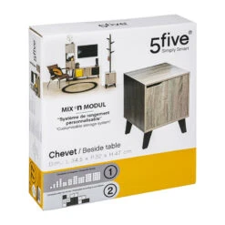 Chevet Mix Naturel Sur Pieds 5Five -Magasin Mobilier chevet mix naturel pied 5five 2