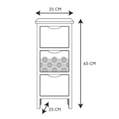 Chiffonnier 3 Tiroirs Chic Naturel Et Blanc -Magasin Mobilier chiffonnier 3 tiroirs chic naturel et blanc 2