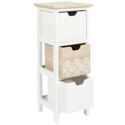 Chiffonnier 3 Tiroirs Chic Naturel Et Blanc -Magasin Mobilier chiffonnier 3 tiroirs chic naturel et blanc 4