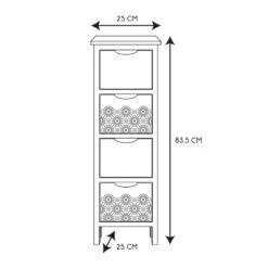 Chiffonnier 4 Tiroirs Chic Naturel Et Blanc -Magasin Mobilier chiffonnier 4 tiroirs chic naturel et blanc 1 3