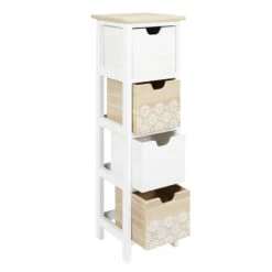 Chiffonnier 4 Tiroirs Chic Naturel Et Blanc -Magasin Mobilier chiffonnier 4 tiroirs chic naturel et blanc 1 5