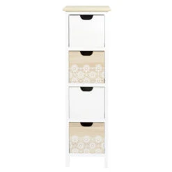Chiffonnier 4 Tiroirs Chic Naturel Et Blanc -Magasin Mobilier chiffonnier 4 tiroirs chic naturel et blanc 1 6
