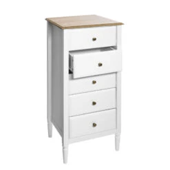 Chiffonnier Blanc 5 Tiroirs Solen Atmosphera -Magasin Mobilier chiffonnier blanc 5 tiroirs solen atmosphera 2