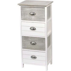 Chiffonnier Bois 4 Tiroirs Bicolores