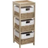 Chiffonnier En Bois 3 Paniers Jacinthe Naturel Et Blanc