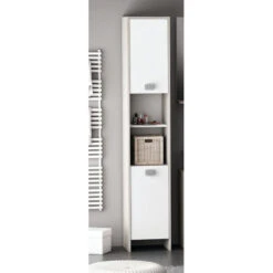 Demeyere Colonne 2 Portes HONOLULU Blanc/chêne Champagne -Magasin Mobilier colonne 2 portes honolulu blanc chene champagne 2