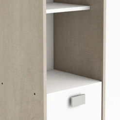 Demeyere Colonne 2 Portes HONOLULU Blanc/chêne Champagne -Magasin Mobilier colonne 2 portes honolulu blanc chene champagne 4