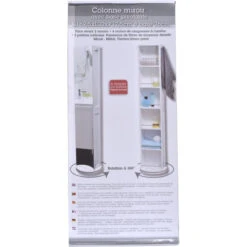 Colonne Pivotante Blanche Avec Miroir Et Niches -Magasin Mobilier colonne miroir base pivotante 2