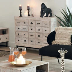 Commode 12 Tiroirs Ajay Manguier Sculpté Atmosphera -Magasin Mobilier commode 12 tiroirs ajay manguier sculpte atmosphera 7