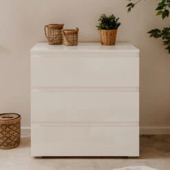 Commode 3 Tiroirs Capetown Blanc -Magasin Mobilier commode 3 tiroirs capetown blanc 3