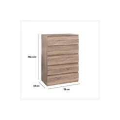 Commode 5 Tiroirs Dolo Naturel 5Five -Magasin Mobilier commode 5 tiroirs dolo naturel 5five 2