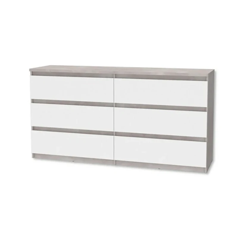 Commode 6 Tiroirs Chelsea Béton Gris Et Blanc 1 Commode 6 Tiroirs Chelsea Béton Gris Et Blanc