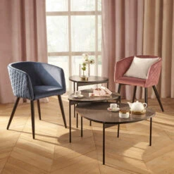 Fauteuil Séjour Marlo Bleu Canard Atmosphera -Magasin Mobilier fauteuil marlo bleu canard atmosphera 3