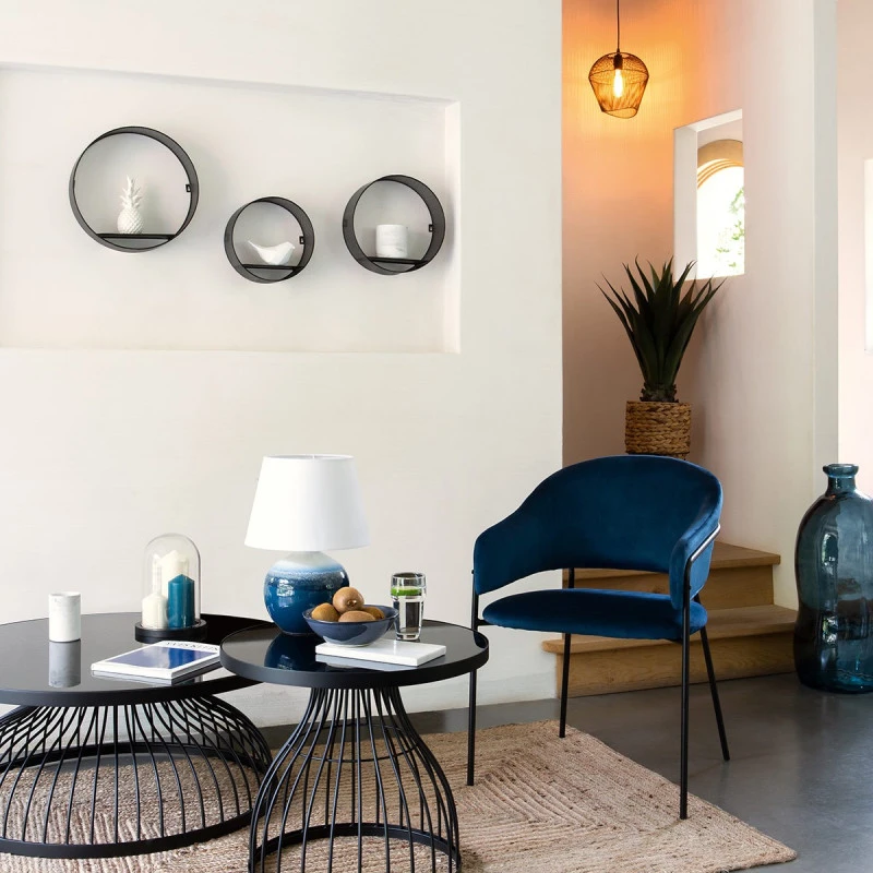 Fauteuil Velours Bleu Siron Atmosphera 2 Fauteuil Velours Bleu Siron Atmosphera – Image 2