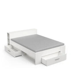 Demeyere Lit 140x190 Cm Pocket Blanc -Magasin Mobilier lit 2 places polly blanc 3