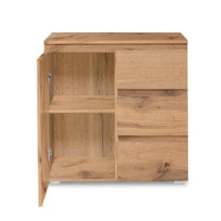 Meuble De Rangement 1 Porte 3 Tiroirs Naturel -Magasin Mobilier meuble de rangement 1 porte 3 tiroirs naturel image 4