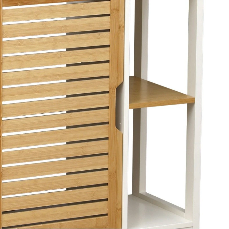 Meuble Sous Lavabo 1 Porte Blanc Et Bambou Coconut 2 Meuble Sous Lavabo 1 Porte Blanc Et Bambou Coconut – Image 2