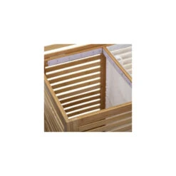 Panier à Linge Double En Bambou Sicela 5Five -Magasin Mobilier panier a linge double en bambou tissu 2