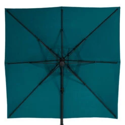 Parasol Décentré Eléa Inclinable Carré Bleu Canard Hespéride -Magasin Mobilier parasol decentre elea inclinable carre bleu canard hesperide 3