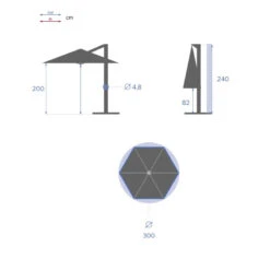 Parasol Décentré Rond Manoa Taupe Hespéride -Magasin Mobilier parasol decentre rond manoa taupe hesperide 3