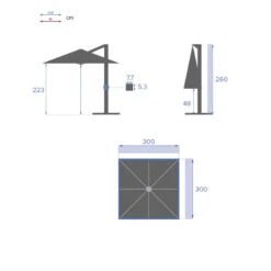 Parasol Déporté Carré Equador Ardoise Hespéride 15 Parasol Déporté Carré Equador Ardoise Hespéride -Magasin Mobilier parasol deporte carre equador ardoise hesperide 1 7