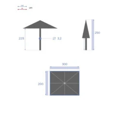 Parasol Mat Central 2x3 M Loompa Grenade Hespéride -Magasin Mobilier parasol mat central 2x3 m loompa grenade hesperide 7