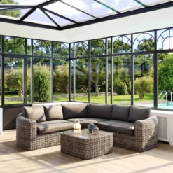 Salon Angle Moorea 5 Places Terre D'ombre Hespéride 12 Salon Angle Moorea 5 Places Terre D'ombre Hespéride -Magasin Mobilier salon angle moorea 5 places terre d ombre hesperide 1 2