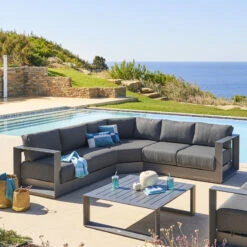 Magasin Mobilier 13 Salon D'angle 5 Places Allure Anthracite / Graphite Hespéride