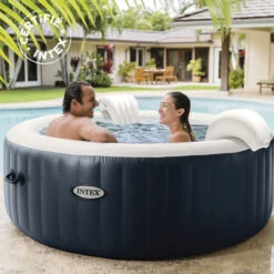 Spa Gonflable 4 Places Bulles Et Leds Blue Navy Intex -Magasin Mobilier spa gonflable blue navy 4 places intex 5