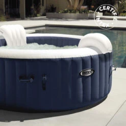Spa Gonflable 4 Places Bulles Et Leds Blue Navy Intex -Magasin Mobilier spa gonflable blue navy 4 places intex 6