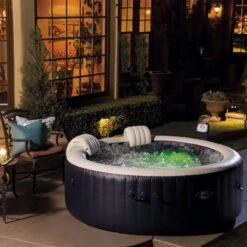 Spa Gonflable 6 Places Bulles Et Leds Blue Navy Intex -Magasin Mobilier spa gonflable bulles et leds 6 places blue navy intex 3
