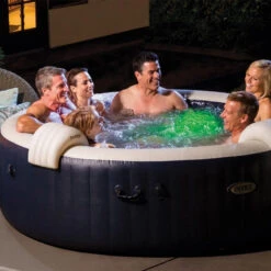 Spa Gonflable 6 Places Bulles Et Leds Blue Navy Intex -Magasin Mobilier spa gonflable bulles et leds 6 places blue navy intex 5