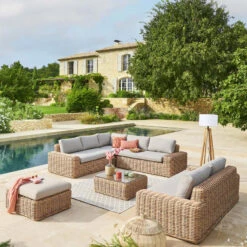 Table Basse Extérieure Carrée Savinia Coloris Tahini Hespéride -Magasin Mobilier table basse exterieure carree savinia coloris tahini hesperide 2