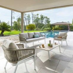 Table Basse Extérieure Oriengo Blanc Hespéride -Magasin Mobilier table basse exterieure oriengo blanc hesperide 2