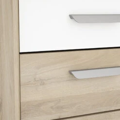 Demeyere Table De Chevet 3 Tiroirs Naturel Et Blanc Santorini -Magasin Mobilier table de chevet 3 tiroirs naturel et blanc santorini 2