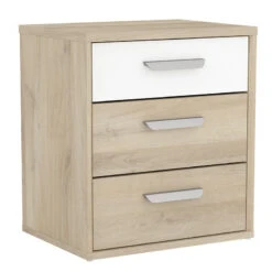 Magasin Mobilier 33 Demeyere Table De Chevet 3 Tiroirs Naturel Et Blanc Santorini
