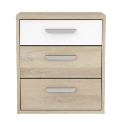 Demeyere Table De Chevet 3 Tiroirs Naturel Et Blanc Santorini -Magasin Mobilier table de chevet 3 tiroirs naturel et blanc santorini 3
