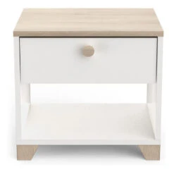 Demeyere Table De Chevet Izzy 1 Tiroir Blanc Et Bois -Magasin Mobilier table de chevet izzy 1 tiroir blanc bois 2