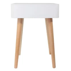 Table De Chevet Pieds Bois 1 Tiroir Blanc -Magasin Mobilier table de chevet pieds bois 1 tiroir blanc 2