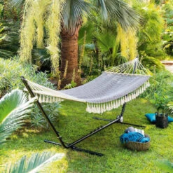 Toile Hamac Syssia Pompons 2 M Hespéride -Magasin Mobilier toile hamac syssia pompons 2 m hesperide 3