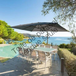 Toile Rempl. Rectangulaire En Oléfine Anthracite Eléa Hespéride -Magasin Mobilier toile remplacement rectangulaire anthracite pour parasol elea hesperide 3
