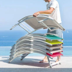 Transat Samba Pliable Et Empilable Gris Ardoise Hespéride -Magasin Mobilier transat samba pliable et empilable gris ardoise hesperide 8